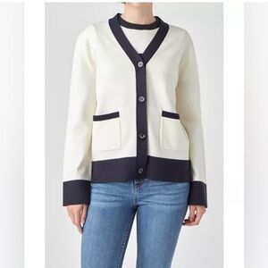 English Factory Cream and Black Sweater - Sz Small